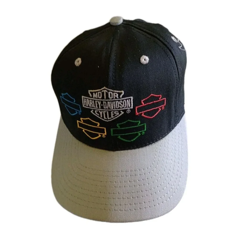 Harley Davidson Motorcycles Black Colorful Shields Cap Adjustable Snapback Hat